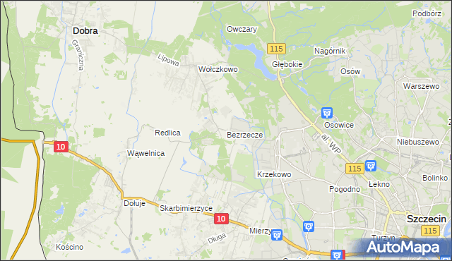 mapa Bezrzecze, Bezrzecze na mapie Targeo