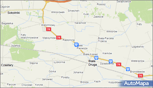 mapa Biała Pierwsza gmina Biała, Biała Pierwsza gmina Biała na mapie Targeo