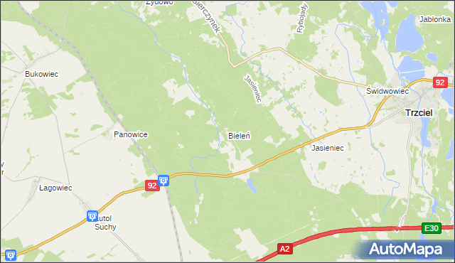 mapa Bieleń, Bieleń na mapie Targeo