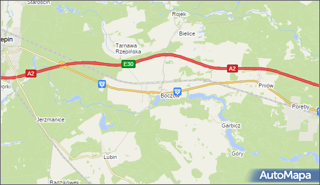 mapa Boczów gmina Torzym, Boczów gmina Torzym na mapie Targeo