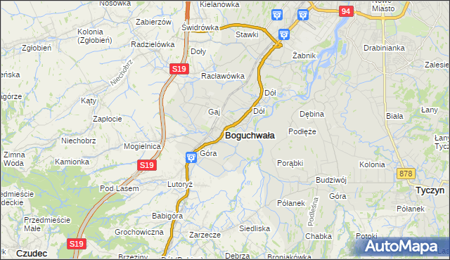 mapa Boguchwała powiat rzeszowski, Boguchwała powiat rzeszowski na mapie Targeo