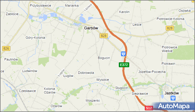 mapa Bogucin gmina Garbów, Bogucin gmina Garbów na mapie Targeo