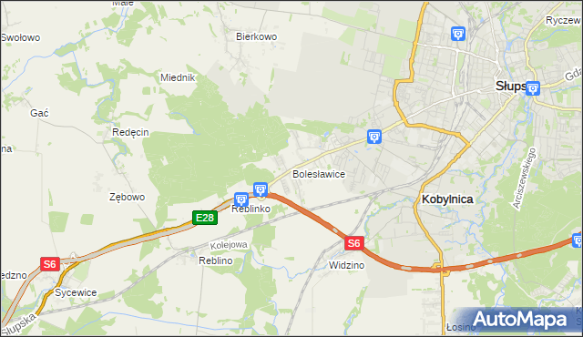 mapa Bolesławice gmina Kobylnica, Bolesławice gmina Kobylnica na mapie Targeo