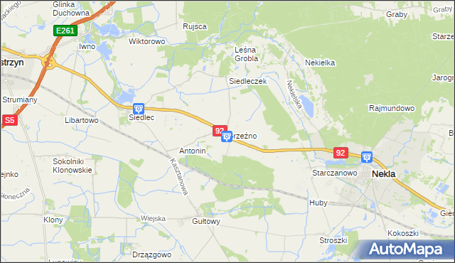 mapa Brzeźno gmina Kostrzyn, Brzeźno gmina Kostrzyn na mapie Targeo