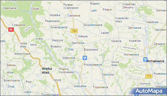 mapa Brzozówka gmina Zielonki, Brzozówka gmina Zielonki na mapie Targeo