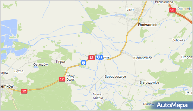 mapa Buczyna gmina Radwanice, Buczyna gmina Radwanice na mapie Targeo