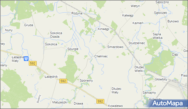 mapa Chełmiec gmina Sępopol, Chełmiec gmina Sępopol na mapie Targeo