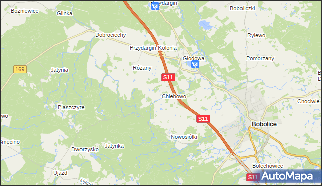 mapa Chlebowo gmina Bobolice, Chlebowo gmina Bobolice na mapie Targeo