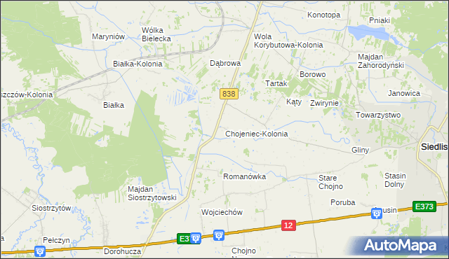mapa Chojeniec-Kolonia, Chojeniec-Kolonia na mapie Targeo