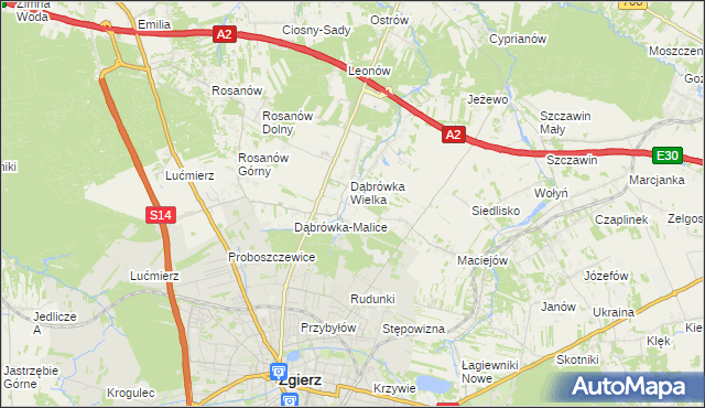 mapa Dąbrówka-Sowice, Dąbrówka-Sowice na mapie Targeo