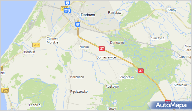 mapa Domasławice gmina Darłowo, Domasławice gmina Darłowo na mapie Targeo