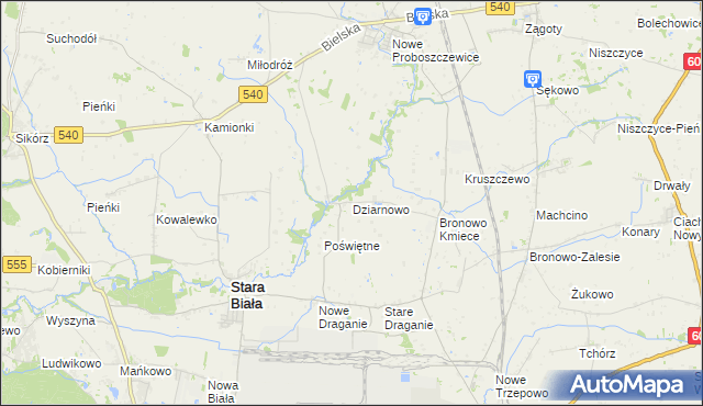 mapa Dziarnowo gmina Stara Biała, Dziarnowo gmina Stara Biała na mapie Targeo