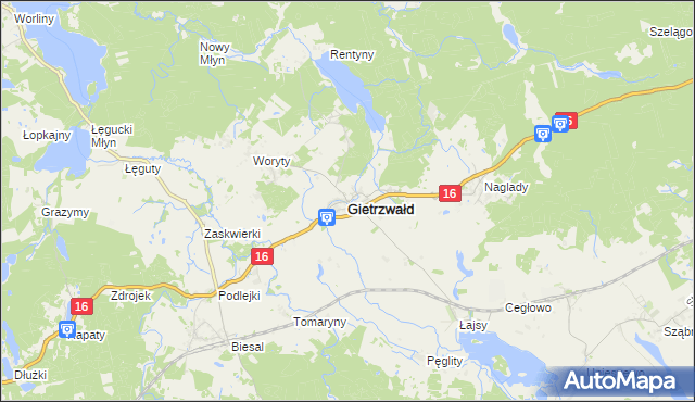 mapa Gietrzwałd, Gietrzwałd na mapie Targeo