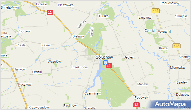 mapa Gołuchów powiat pleszewski, Gołuchów powiat pleszewski na mapie Targeo