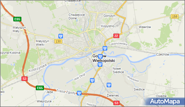 mapa Gorzów Wielkopolski, Gorzów Wielkopolski na mapie Targeo