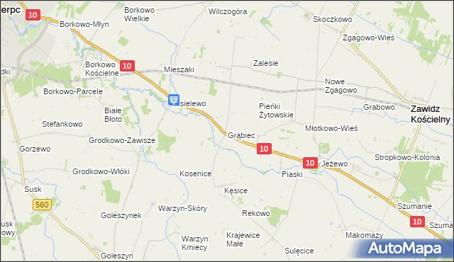 mapa Grąbiec, Grąbiec na mapie Targeo