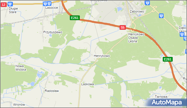 mapa Henrykowo gmina Święciechowa, Henrykowo gmina Święciechowa na mapie Targeo