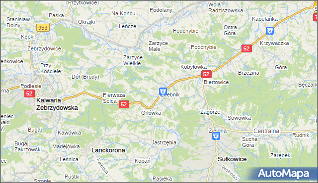 mapa Izdebnik gmina Lanckorona, Izdebnik gmina Lanckorona na mapie Targeo