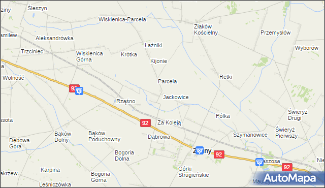 mapa Jackowice, Jackowice na mapie Targeo