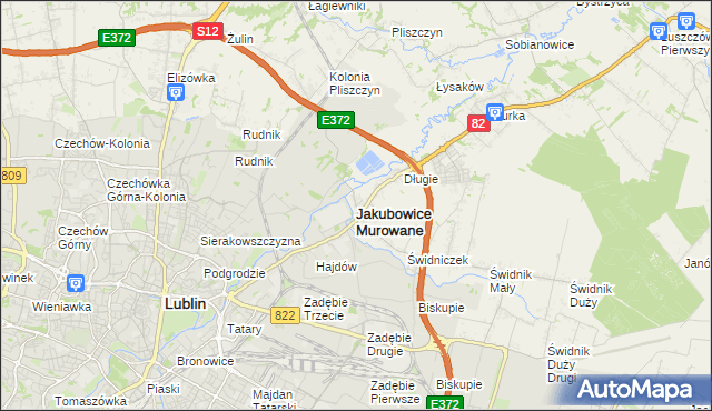 mapa Jakubowice Murowane, Jakubowice Murowane na mapie Targeo