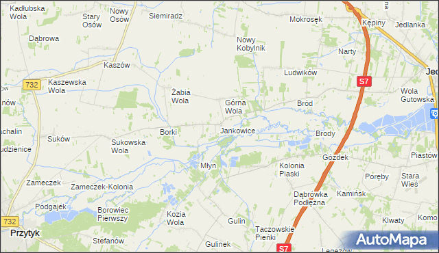 mapa Jankowice gmina Jedlińsk, Jankowice gmina Jedlińsk na mapie Targeo