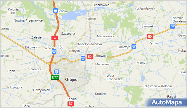 mapa Janówek gmina Grójec, Janówek gmina Grójec na mapie Targeo