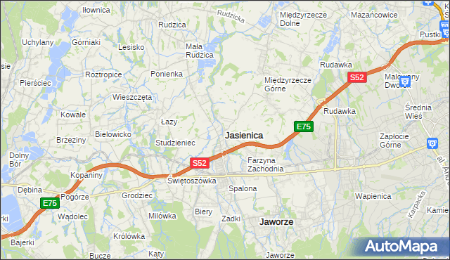 mapa Jasienica powiat bielski, Jasienica powiat bielski na mapie Targeo