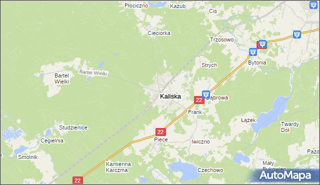 mapa Kaliska powiat starogardzki, Kaliska powiat starogardzki na mapie Targeo
