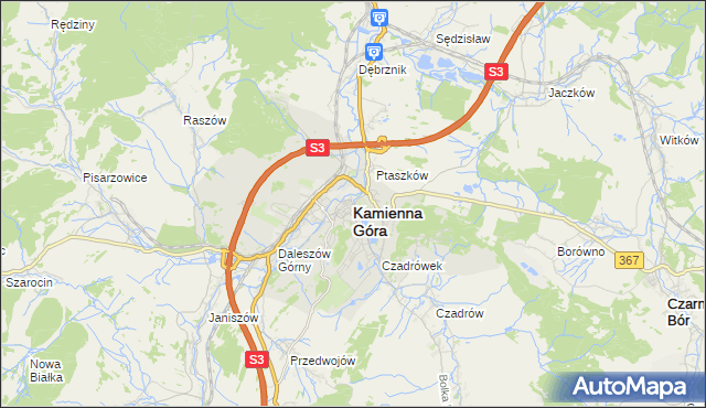 mapa Kamienna Góra, Kamienna Góra na mapie Targeo