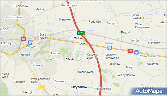 mapa Kaszewy Kościelne, Kaszewy Kościelne na mapie Targeo