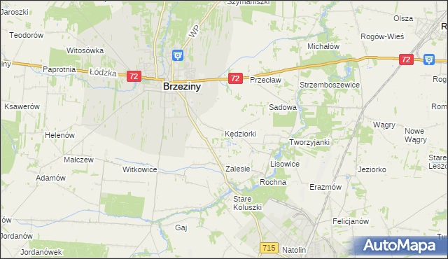 mapa Kędziorki, Kędziorki na mapie Targeo