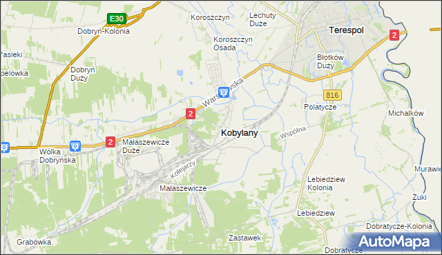 mapa Kobylany gmina Terespol, Kobylany gmina Terespol na mapie Targeo