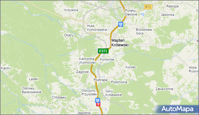 mapa Komorów gmina Majdan Królewski, Komorów gmina Majdan Królewski na mapie Targeo