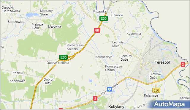 mapa Koroszczyn, Koroszczyn na mapie Targeo