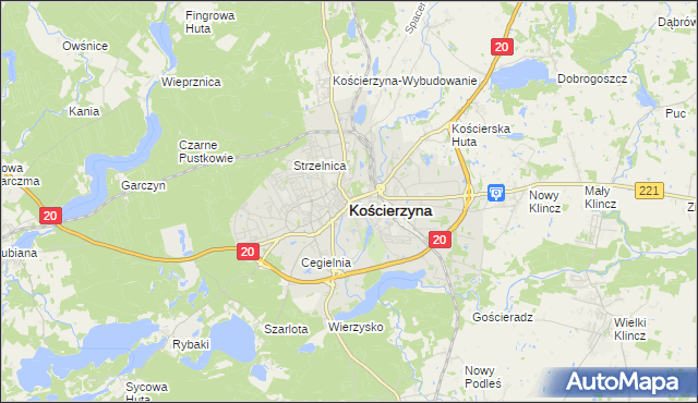 mapa Kościerzyna, Kościerzyna na mapie Targeo