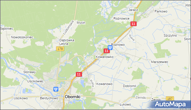 mapa Kowanówko, Kowanówko na mapie Targeo