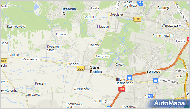 mapa Kwirynów gmina Stare Babice, Kwirynów gmina Stare Babice na mapie Targeo