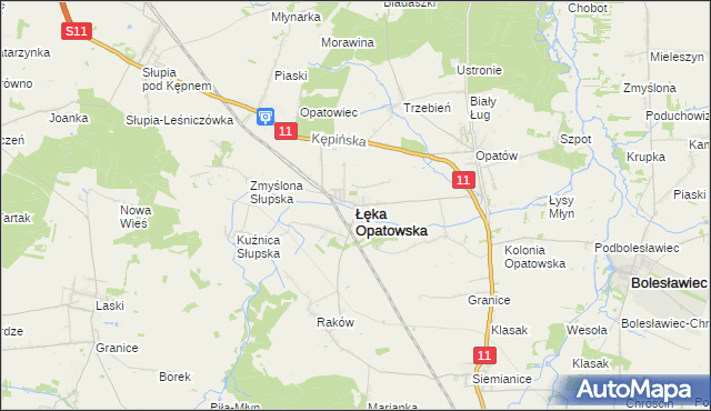 mapa Łęka Opatowska, Łęka Opatowska na mapie Targeo