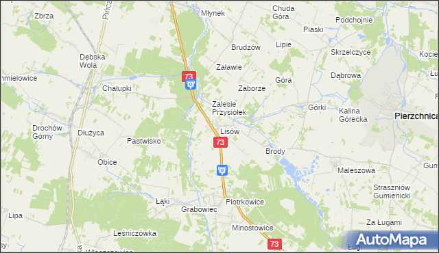 mapa Lisów gmina Morawica, Lisów gmina Morawica na mapie Targeo