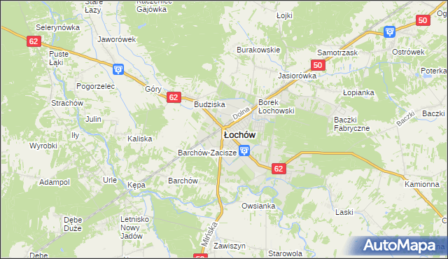 mapa Łochów powiat węgrowski, Łochów powiat węgrowski na mapie Targeo