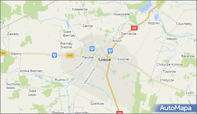 mapa Łosice, Łosice na mapie Targeo