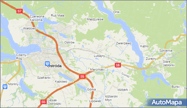 mapa Lubajny, Lubajny na mapie Targeo