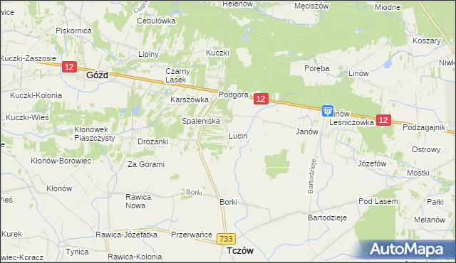 mapa Lucin gmina Tczów, Lucin gmina Tczów na mapie Targeo