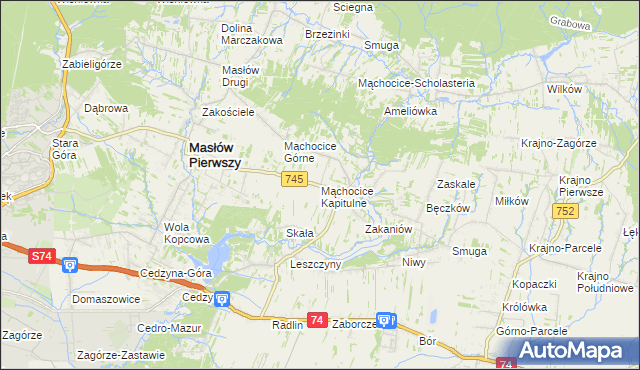 mapa Mąchocice Kapitulne, Mąchocice Kapitulne na mapie Targeo