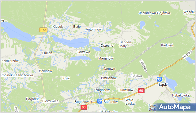 mapa Marianów gmina Gostynin, Marianów gmina Gostynin na mapie Targeo