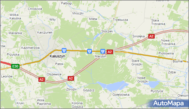 mapa Marysin gmina Kałuszyn, Marysin gmina Kałuszyn na mapie Targeo