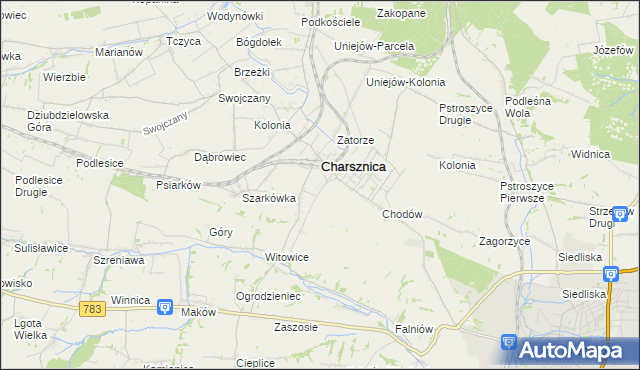 mapa Miechów-Charsznica, Miechów-Charsznica na mapie Targeo