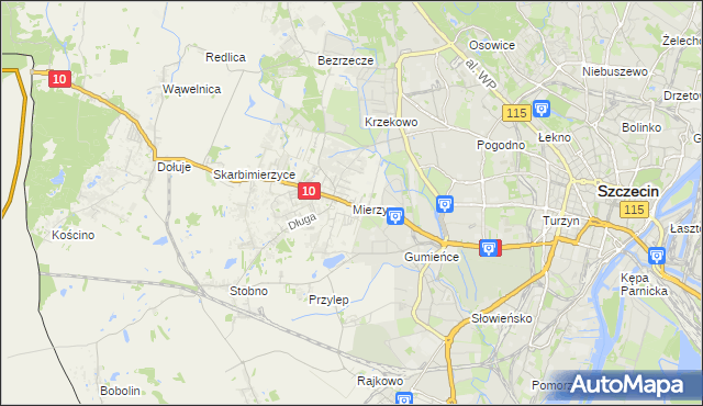 mapa Mierzyn gmina Dobra (Szczecińska), Mierzyn gmina Dobra (Szczecińska) na mapie Targeo