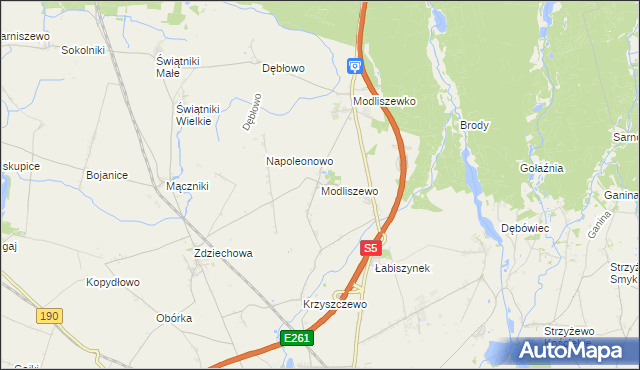 mapa Modliszewo, Modliszewo na mapie Targeo