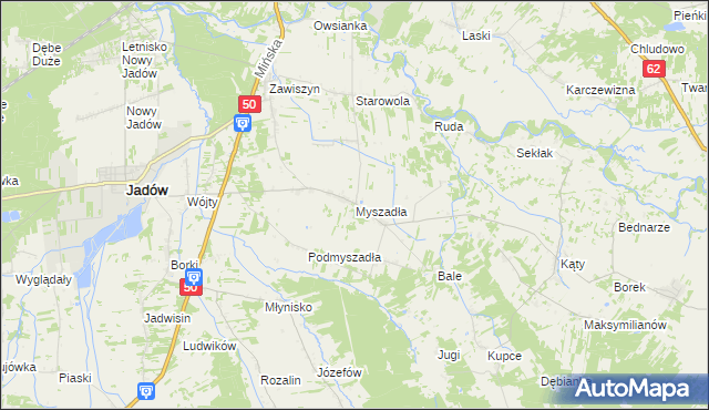 mapa Myszadła, Myszadła na mapie Targeo